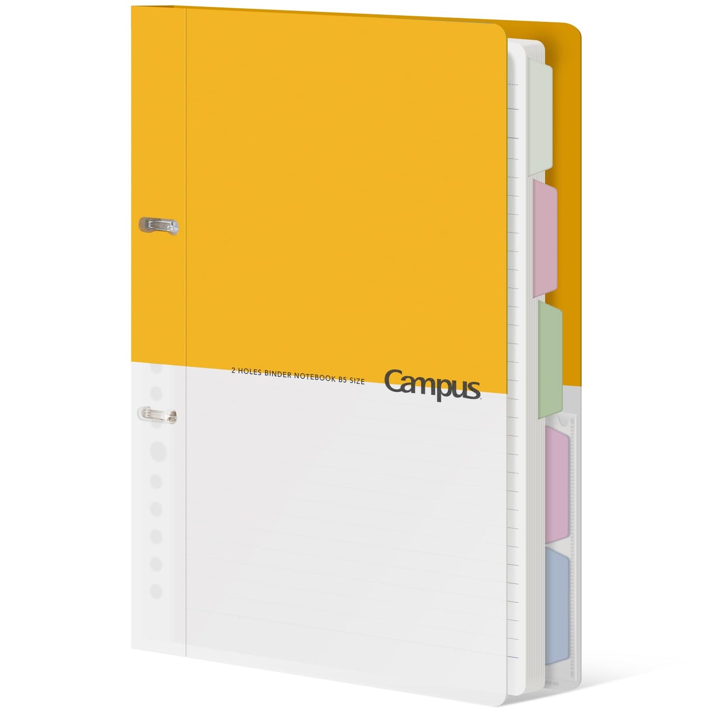 KOKUYO 5 Subject Spiral Notebook Journal, Campus 110 Sheets B5 Refillable Notebook with Dividers Tabs, 6mm Dot Lined Binder Notebook for Work School Note Taking. 9" x 10.5", Yellow