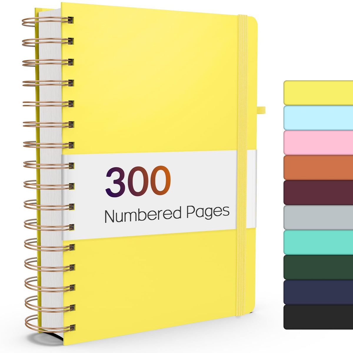 Forvencer Lined Spiral Journal Notebook with 300 Numbered Pages, B5 | College Ruled Thick Journals for Writing with 100GSM Paper, Hardcover Notebooks with Content for Work School Women Men