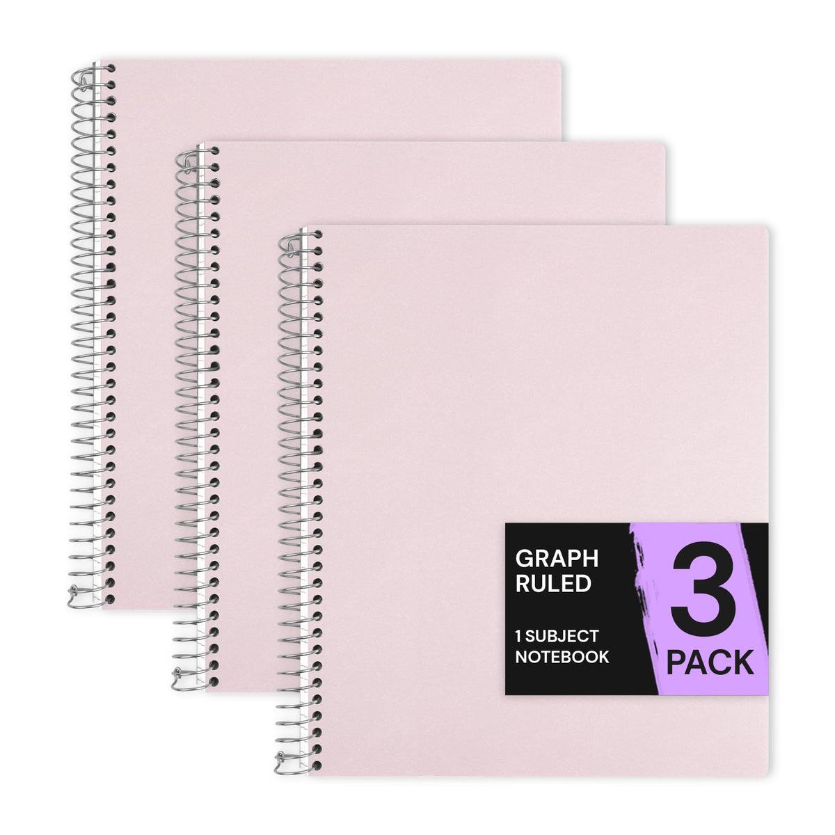 ONAVIA 1 Subject Graph Paper Spiral Notebook 5 Pack, 140 Pages, Assorted | 70 Sheets, 8 x 10.5 in, 3-Hole Punched, Graph Notebook, Grid Paper, School Notebook, Study