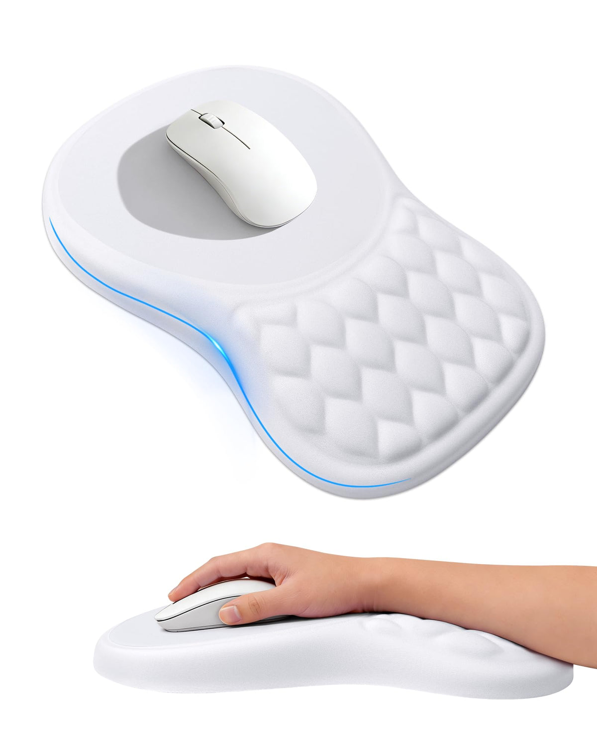 Ergonomic Mouse Pad with Sloped Memory Foam Wrist Rest (Black) | 3D Textured Wrist Cushion, Smooth Lycra Surface, Non-Slip PU Base, Comfortable Support for Office/Home Computer Desks