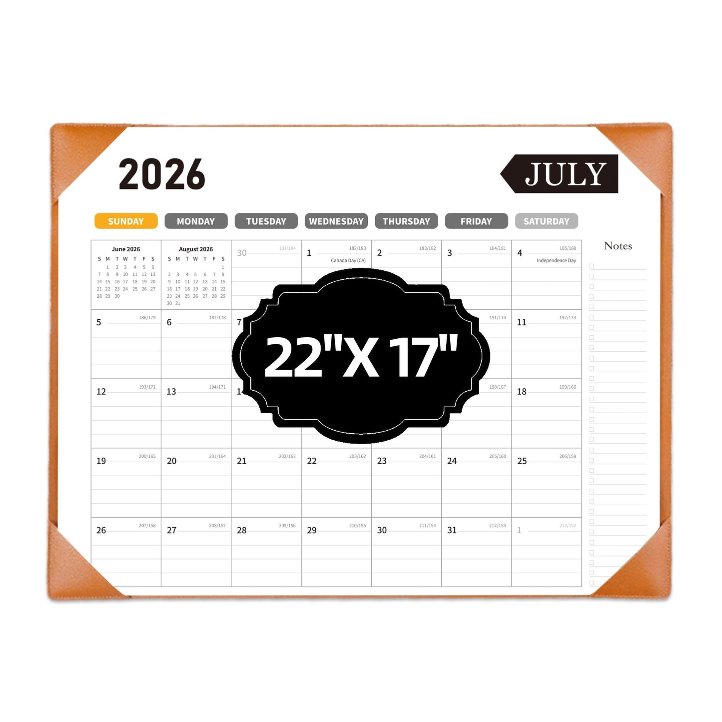 Desk Calendar 2026-2027, 22 x 17, Jun. 2026-Dec. 2027, PU Desk Pad | Academic Planner and Desktop Calendar for Teachers, Students, Home Office, Back to School Supplies, Desk Accessories