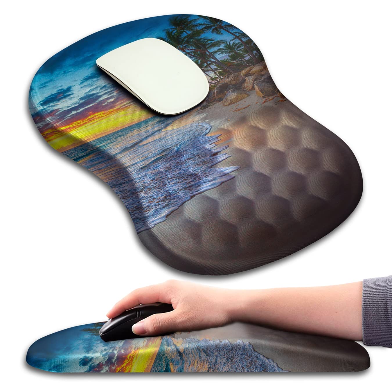 Mouse Pad Wrist Support, Ergonomic Mouse Pad with Massage Dot, Comfortable Computer Mouse Pad for Laptop, Wrist Rest Pain Relief Mousepad with Non-Slip PU Base for Office & Home, 12 x 8 in