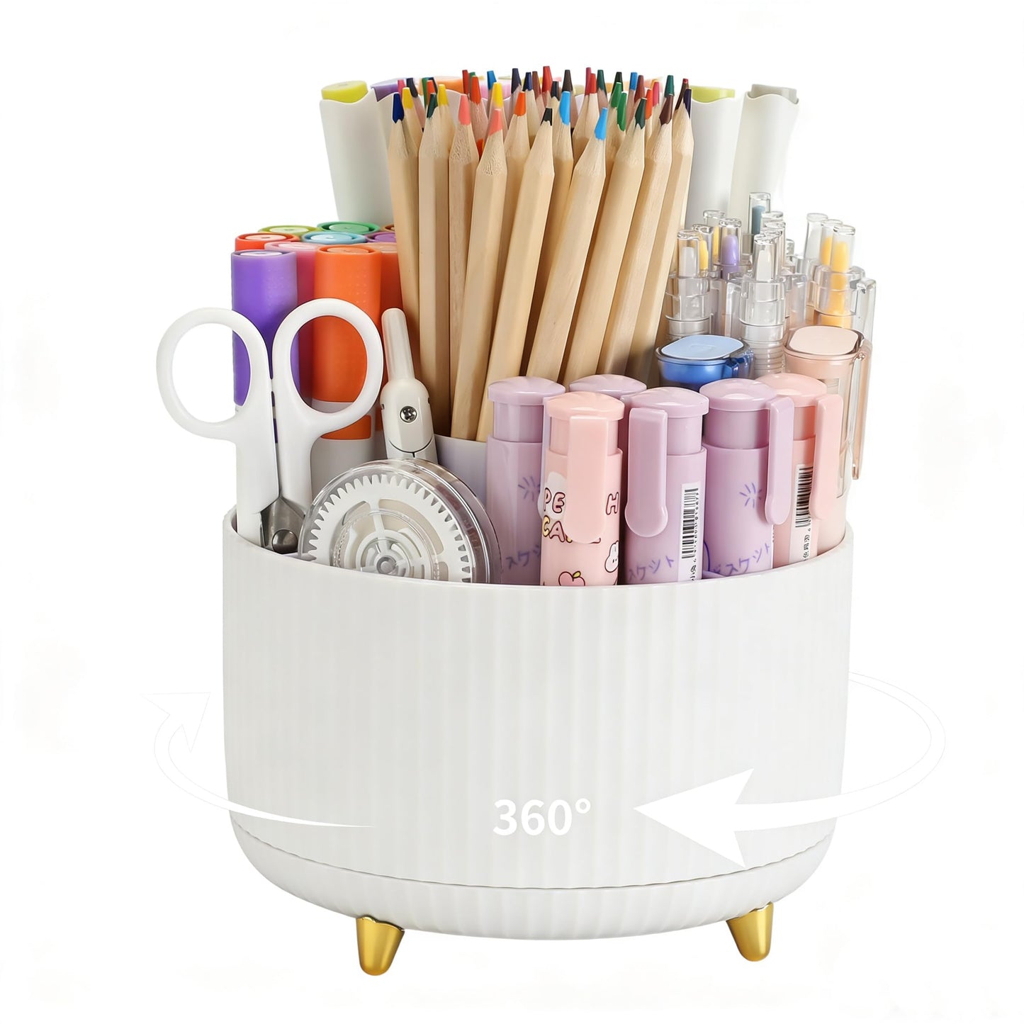 Camelmother 360°Rotating Pen&Pencil Holder For Desk With 5Slots Cute Office | Spacious Beautiful & Durable For Teachers Students Workers Easy Storage for Pens Stationery