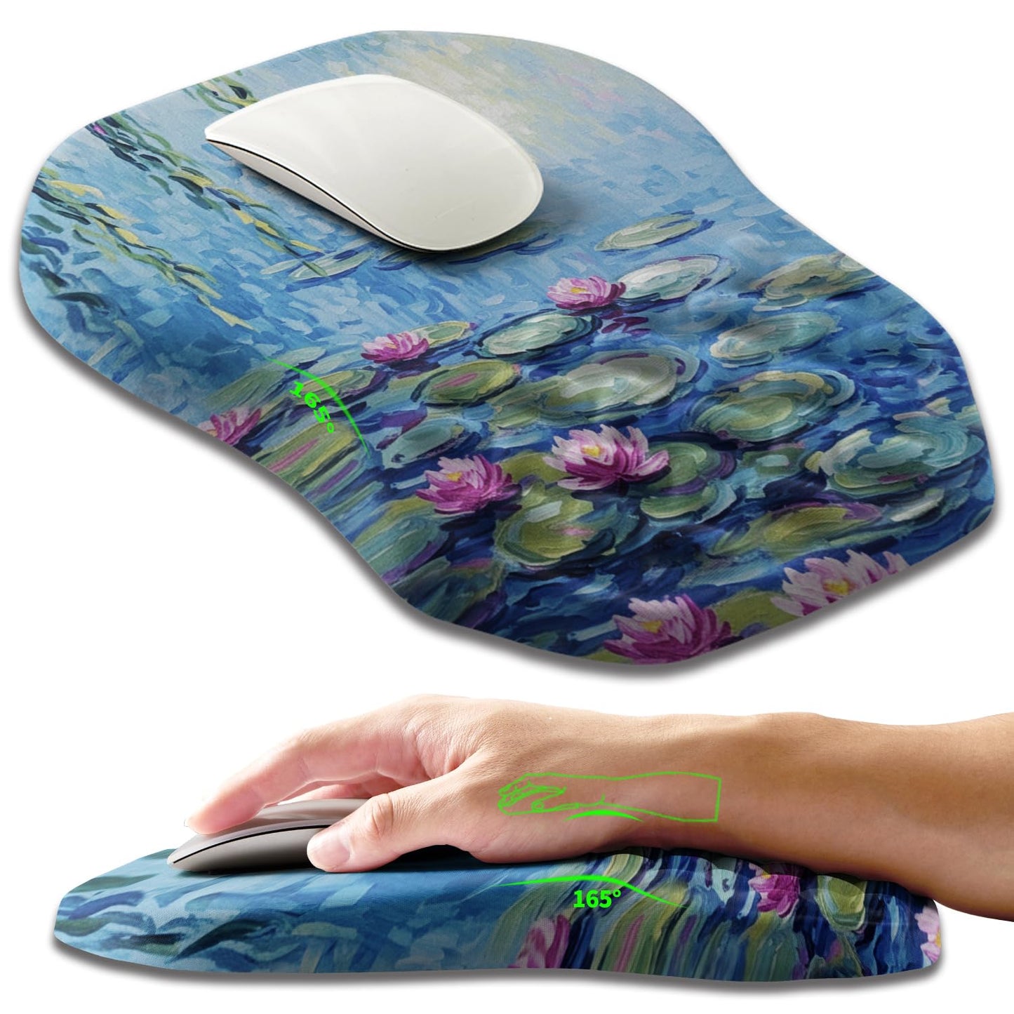 Ergonomic Slope Mouse Pad Wrist Support, Wrist Rest Mousepad for Carpal Tunnel Pain Relief with Massage Bulge and Slow Rebound Memory Foam (12x8 inch, Black)