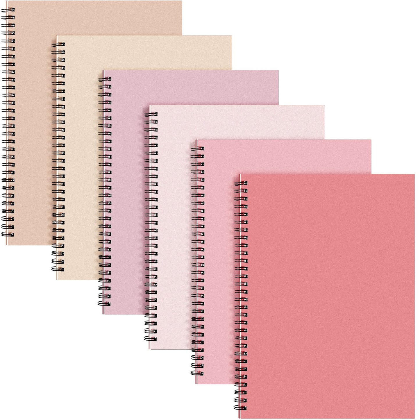 6 Pack Spiral Notebook 10.5x7.45 Notebook,Fresh,Morandi | B5 Spiral College Ruled Notebook,140 Page Journal, Writing Kraft Cover Lined Notepad for Office School Journaling