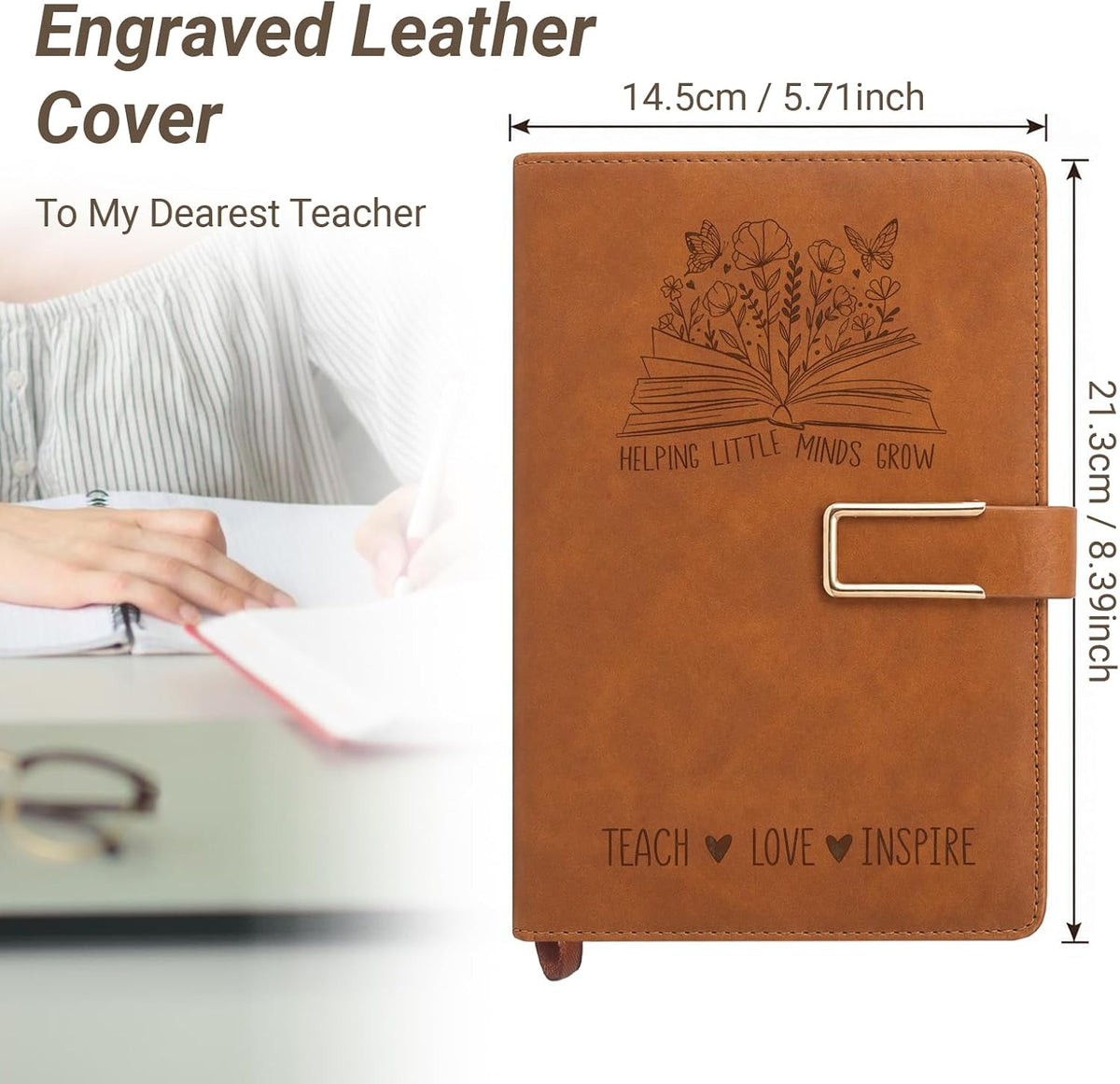 AOSERI Teacher Gifts for Women and Men,PU Leather Teacher Notebook Journal | Teacher Appreciation Gifts from Students for Preschool, Daycare, Elementary, New Teachers, End of School Year, Back to School
