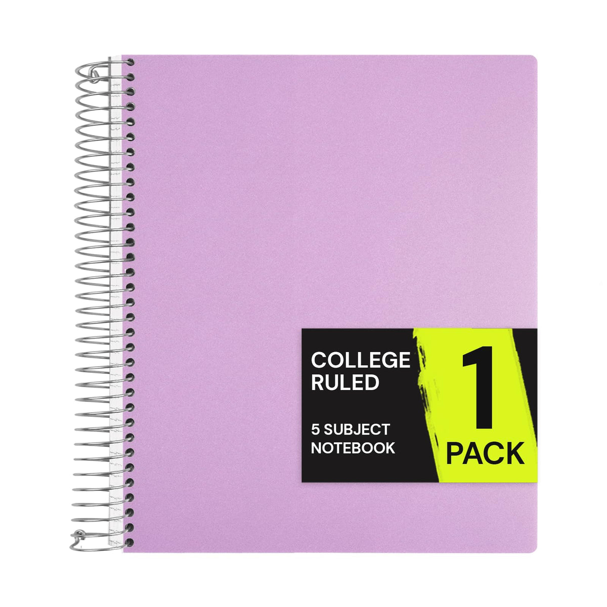ONAVIA Pink 5 Subject Spiral Notebook College Ruled, 400 Pages | 200 Sheets, 9 x 11 in, 6 Pack Waterproof Plastic Cover, Durable, School Notebooks, Classroom, Teachers