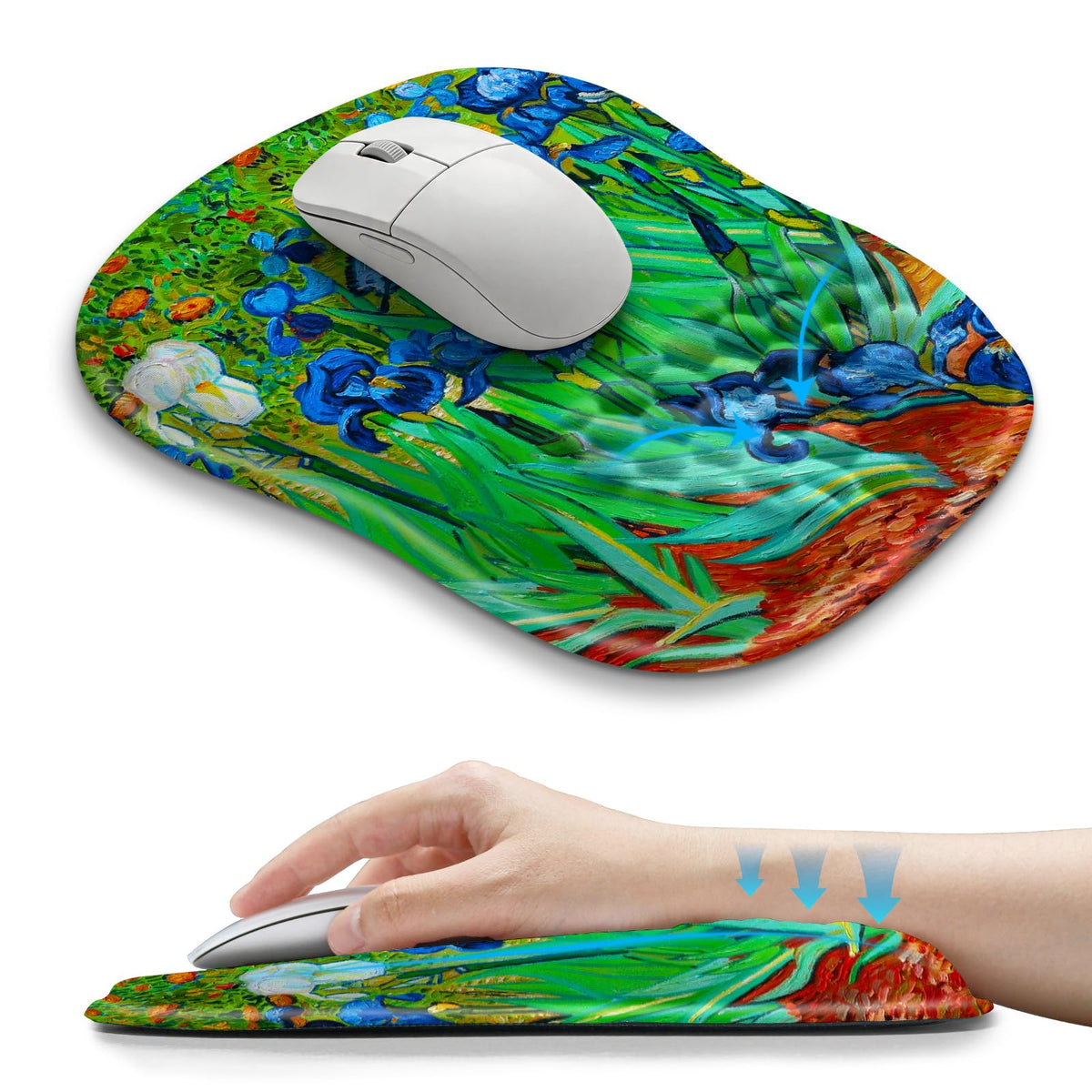 Hokafenle Ergonomic Wrist-hugging Mouse Pad Wrist Support, U-shaped Holding Wrist Rest Mousepad for Carpal Tunnel Pain Relief with Cushioned Memory Foam Slope Massage Bulge (Classic 10.2x8.3 in,Black)