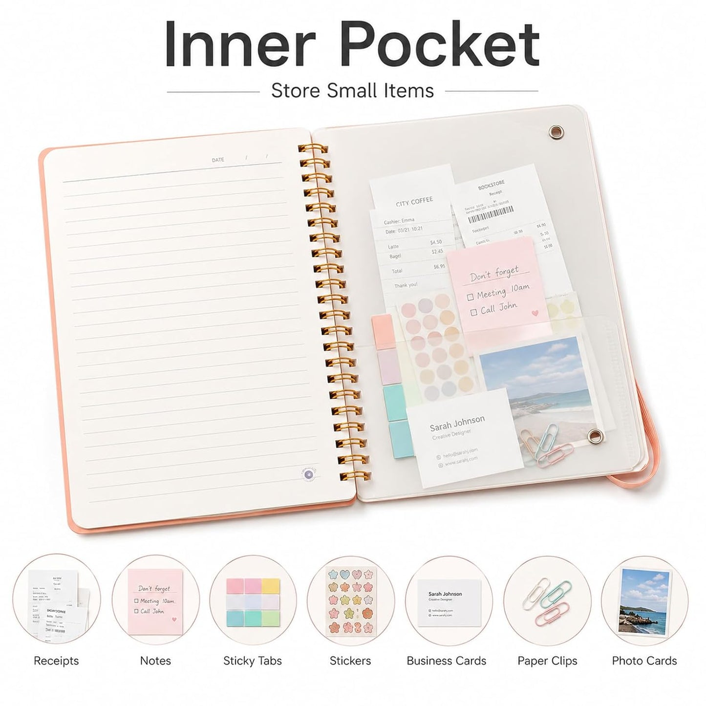 Siorpee 4 PCS Small Spiral Notebook 5x7, Spiral Journal Notebook, Notebooks for Work, Note Taking, School, Small Notebooks 5x7 with Strap, Cute Notebooks for Women 50 Sheets