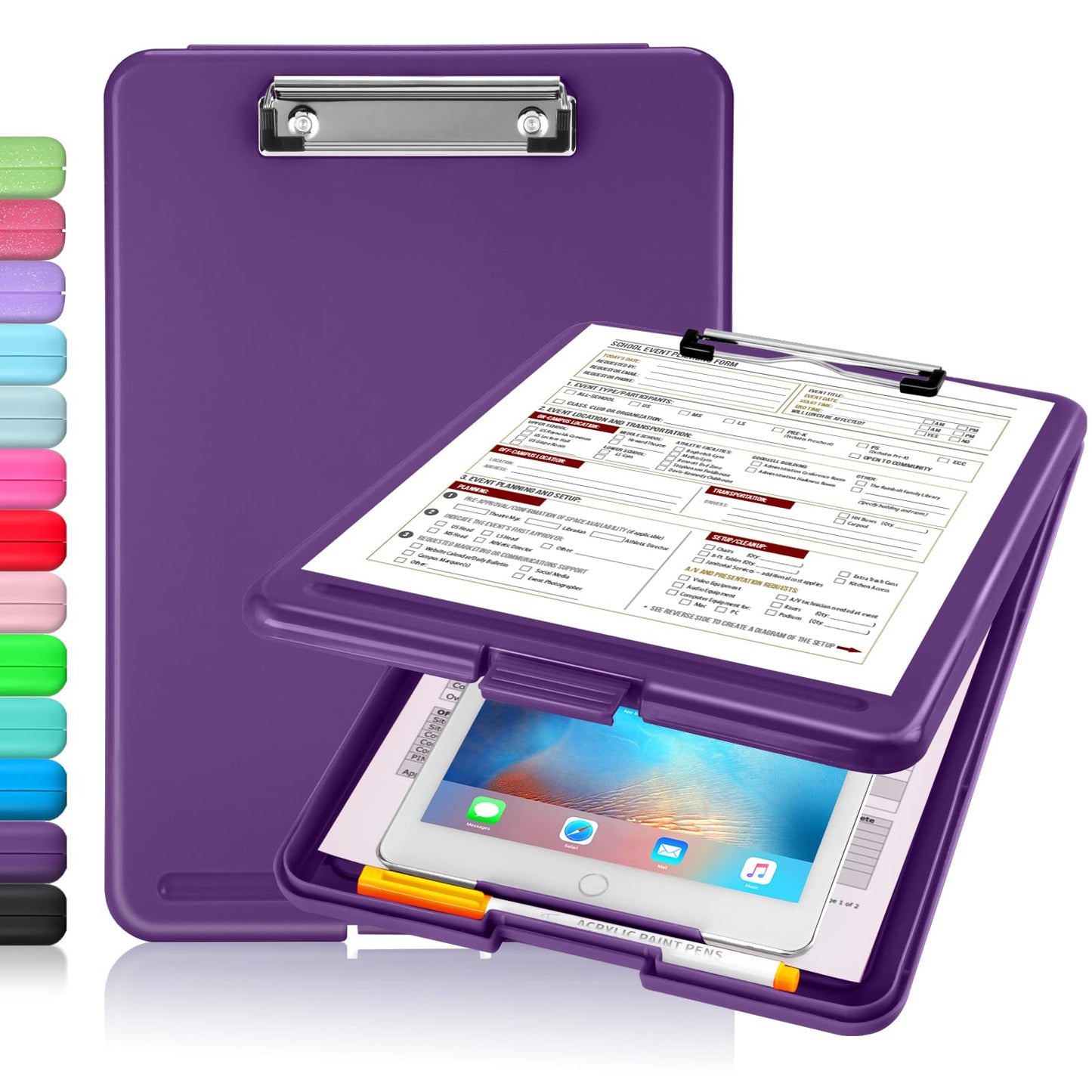 Sooez Clipboard with Storage, Plastic Nursing Clip Board, 8.5" x 11", Work | Sturdy Clipboards Foldable, Cute Hanging Clip Board Case, Teacher, Classroom Must Haves, Office School Supplies, Women & Men