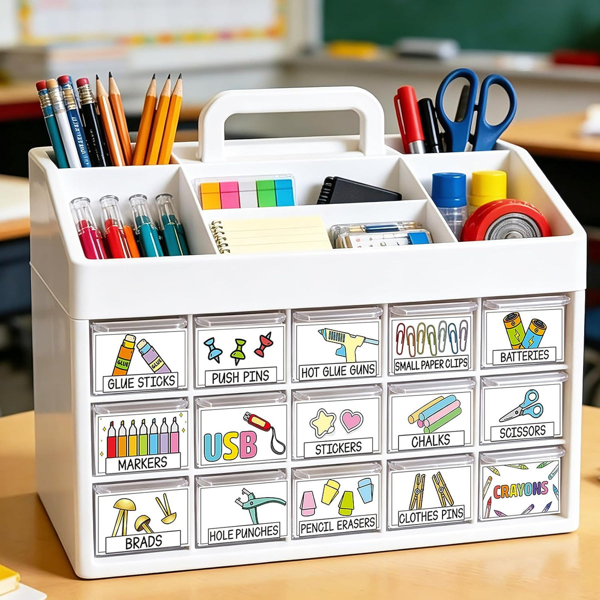 96 Pcs 12 Sheets Teacher Toolbox Labels Classroom Tool Box Storage Stickers School Classroom Supplies Labels Decor for Back to School Teacher Supplies Organization