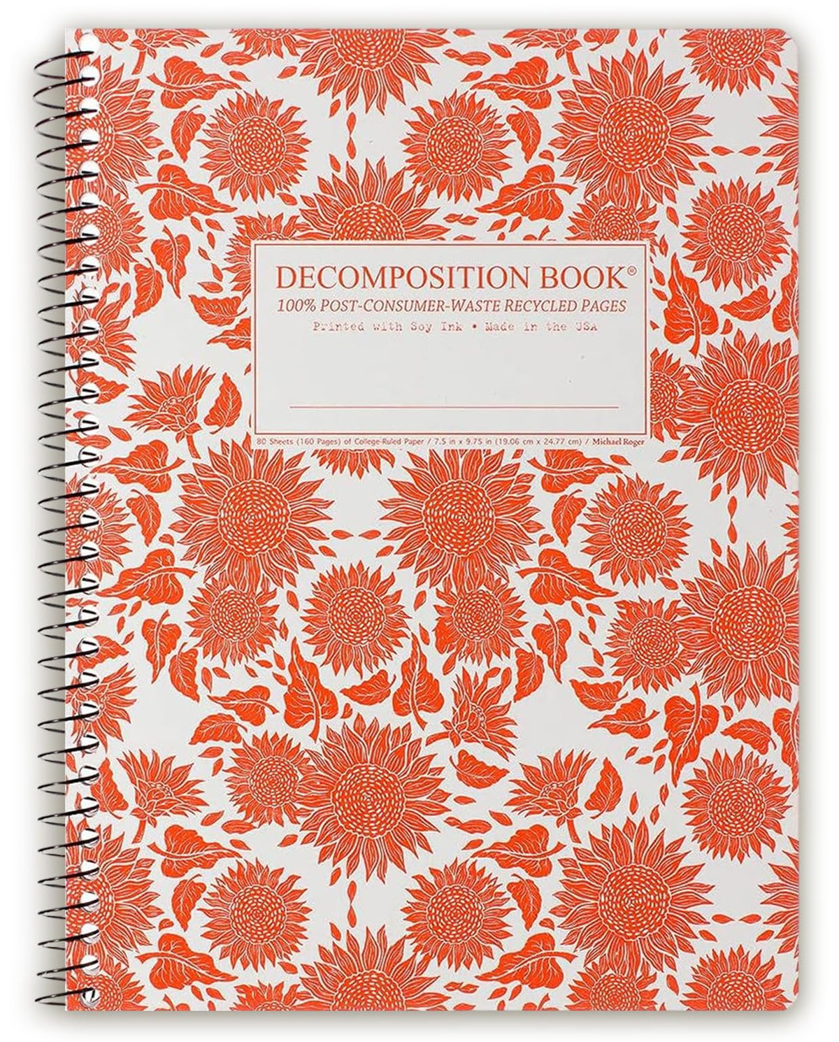 Decomposition Jellyfish College Ruled Spiral Notebook - 9.75 x 7.5 Journal with 160 Lined Pages - 100% Recycled Paper - Cute Notebooks for School Supplies, Home & Office - Made in USA