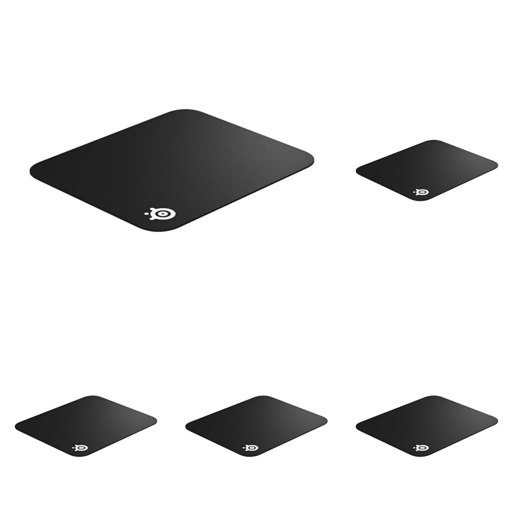 SteelSeries QcK Medium Gaming Mousepad — Black — Non-Slip Silicone Rubber Base — Peak Tracking and Stability — Optimized for Gaming Sensors — 320 mm x 270 mm — FPS, MOBAs, RTS, MMO