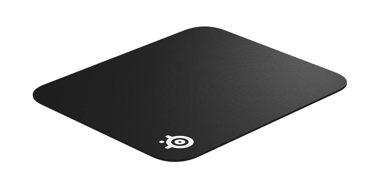 SteelSeries QcK Medium Gaming Mousepad — Black — Non-Slip Silicone Rubber Base — Peak Tracking and Stability — Optimized for Gaming Sensors — 320 mm x 270 mm — FPS, MOBAs, RTS, MMO