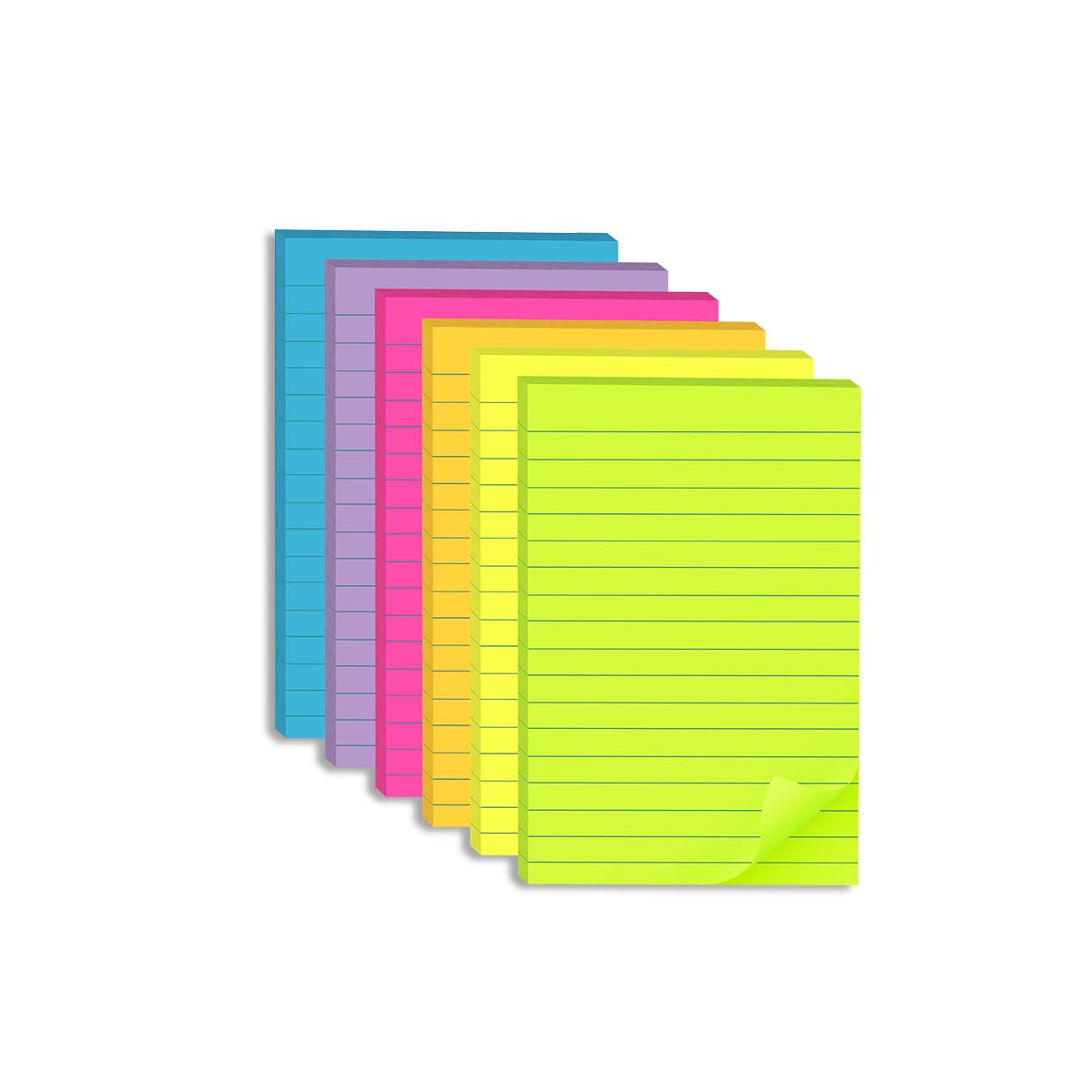 (12 Pack) Lined Sticky Notes 4x6 in,Bright Large Notepads with Lines | Ruled Stickies Super Sticking Power,Office School Memo Note Pads,Post on Windows Doors,Recyclable,Easy to Write on