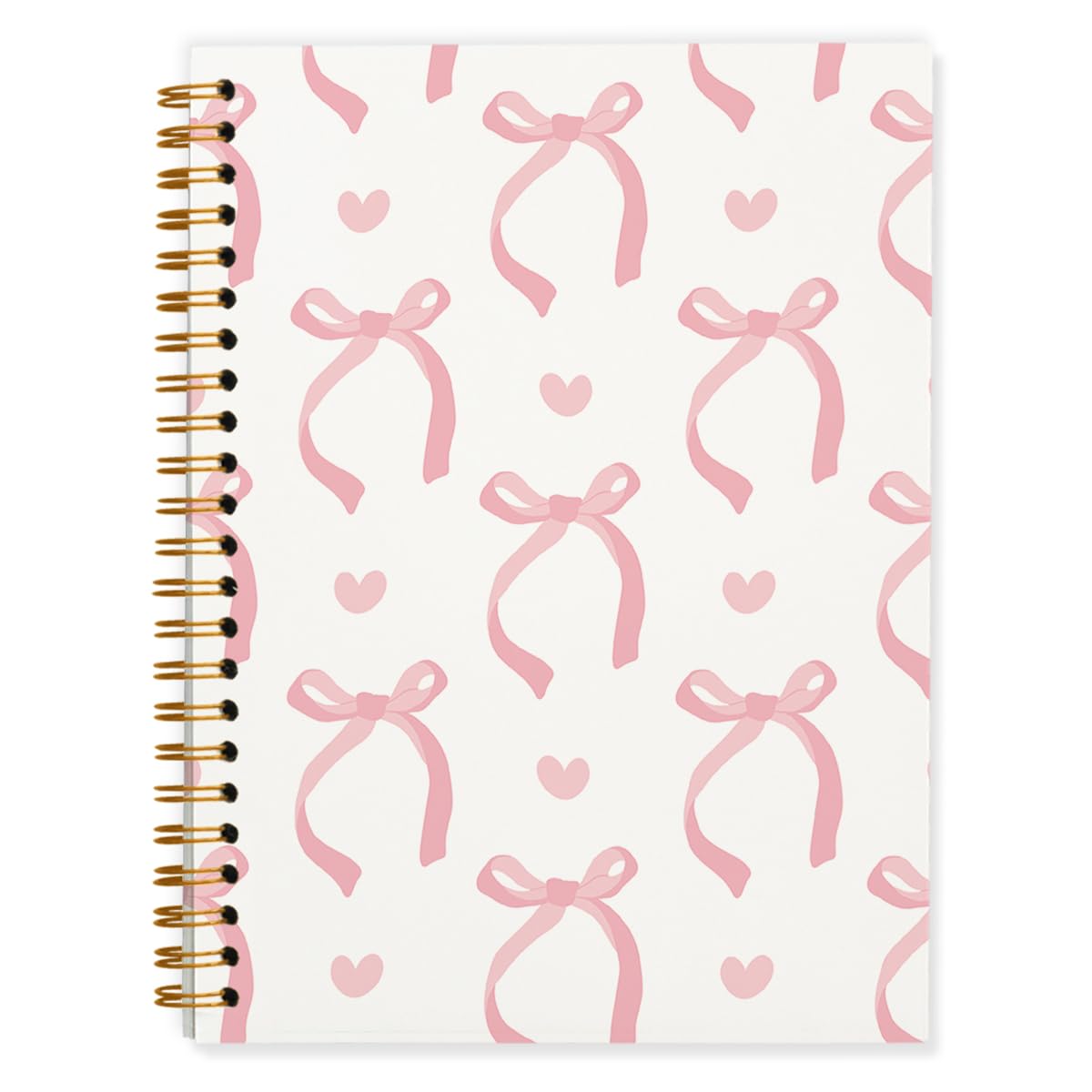 QUICQOD Cute Pink Bow Spiral Notebook Journal for Teen Girls, 5.5x8.3 Inch | Coquette Pink School Supplies for Girls, Preppy Hardcover Journal for Women, Lined Notebook for Note Taking Daily Writing