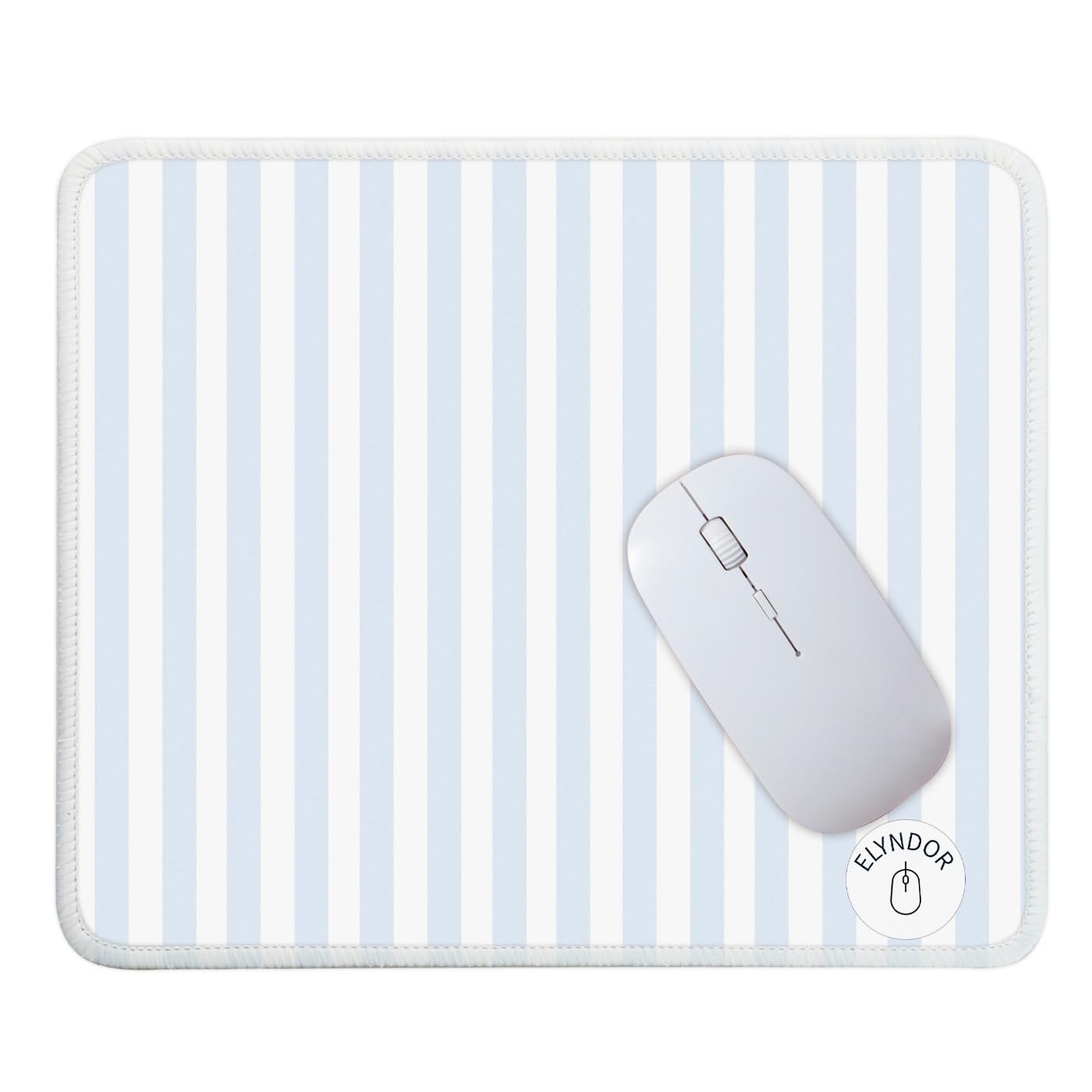 Mouse Pad for Desk with Stitched Edge, Premium Cute Washable Mouse Pads. Computer Mousepad with Non-Slip Rubber Base, Mousepads for Laptop, 9.25x7.75x0.12 inch (Pink Stripes)