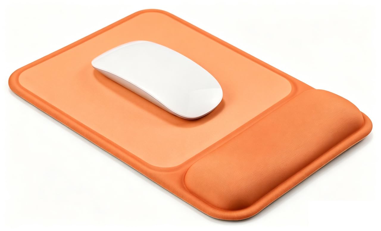 JIKIOU Ergonomic Mouse Pad with Gel Wrist Rest, 10 x 7.25 in, Black | 40% Larger Rectangular Design-No More Hitting Edges Mid-glide, Savior of Pain Relief, Smooth Lycra Surface, Non-Slip PU Base