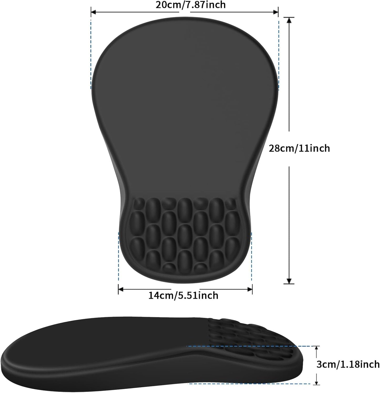 YIWEI Ergonomic Mouse Pad with Wrist Rest for Carpal Tunnel Pain Relief | Memory Foam Wrist Support,Non-Slip Rubber Base, Keyboard Computer Mousepad,Lycra Cloth Surface,Gaming Home Office,Black