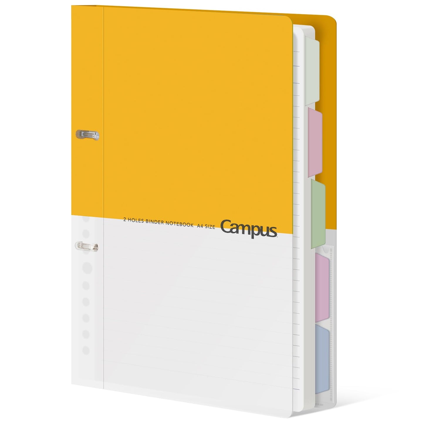 KOKUYO 5 Subject Spiral Notebook Journal, Campus 110 Sheets B5 Refillable Notebook with Dividers Tabs, 6mm Dot Lined Binder Notebook for Work School Note Taking. 9" x 10.5", Yellow