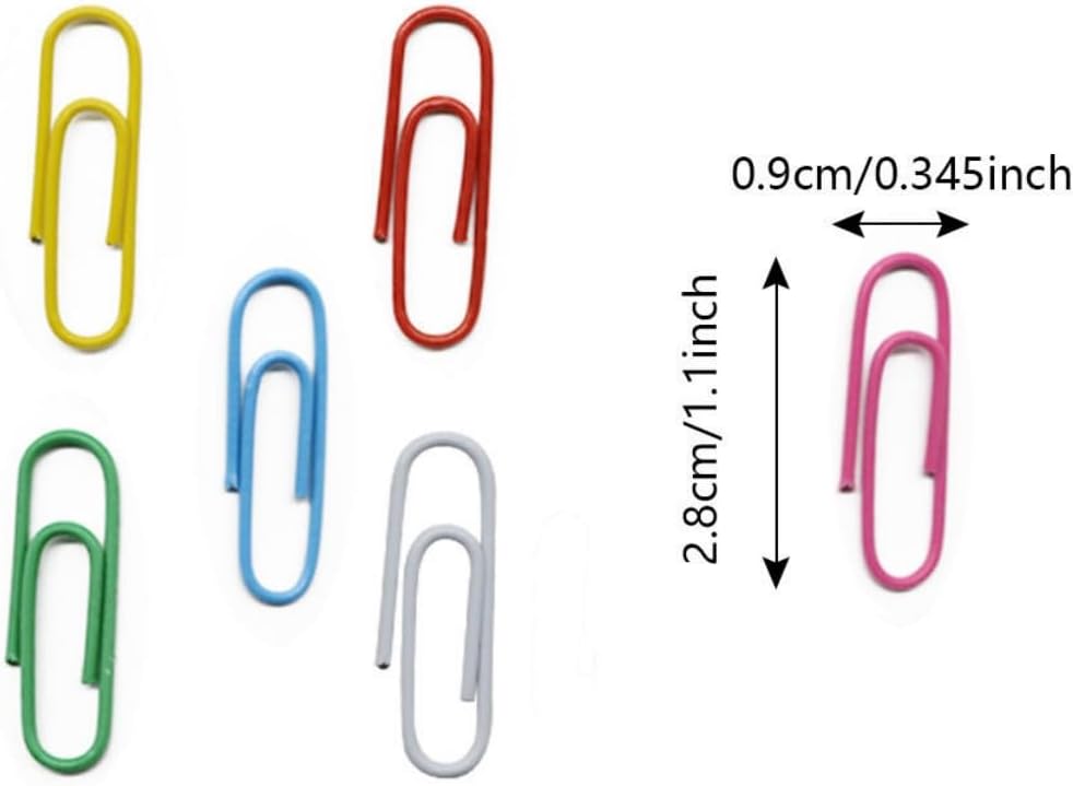 50PCS 1.1inch Paper Clips Colorful,Durable and Rustproof, Stainless Steel Paper Clips Small, Paperclips Office for Teacher Supplies School