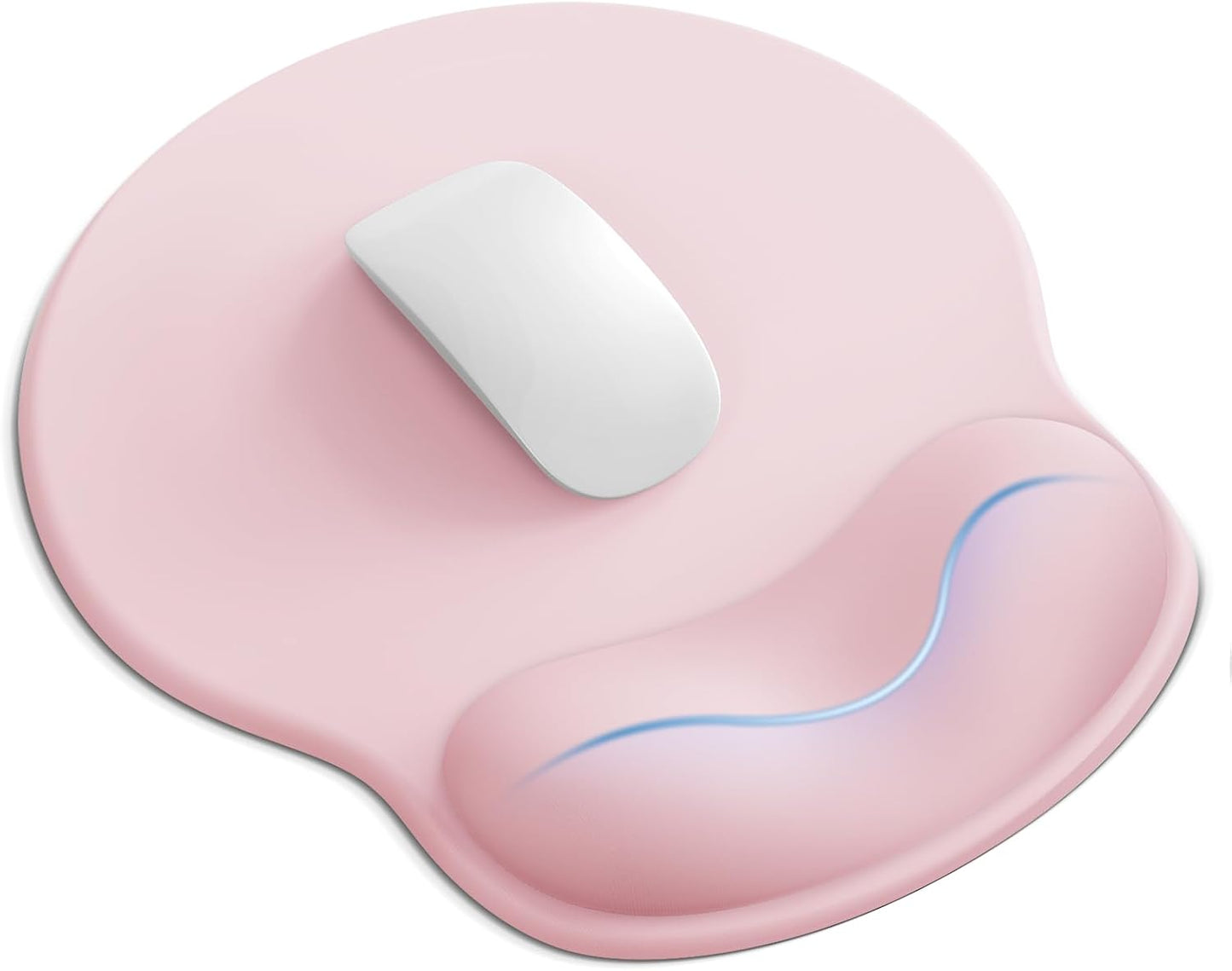 Mouse Pad with Wrist Rest for Desktop Large Ergonomic Mouse Mat(Light Pink) | 10.6''L x 9''W Size, Gel Wrist Support, Non-slip Base, Washable Surface, Laptop Mousepad