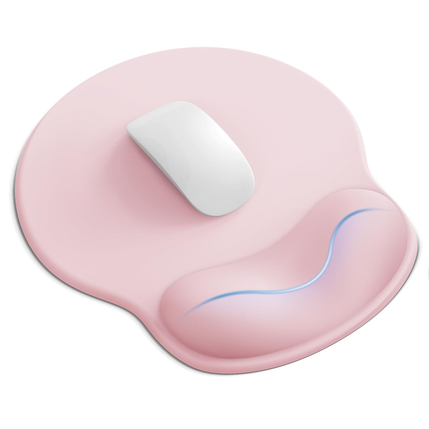 Mouse Pad with Wrist Rest for Desktop Large Ergonomic Mouse Mat(Light Pink) | 10.6''L x 9''W Size, Gel Wrist Support, Non-slip Base, Washable Surface, Laptop Mousepad