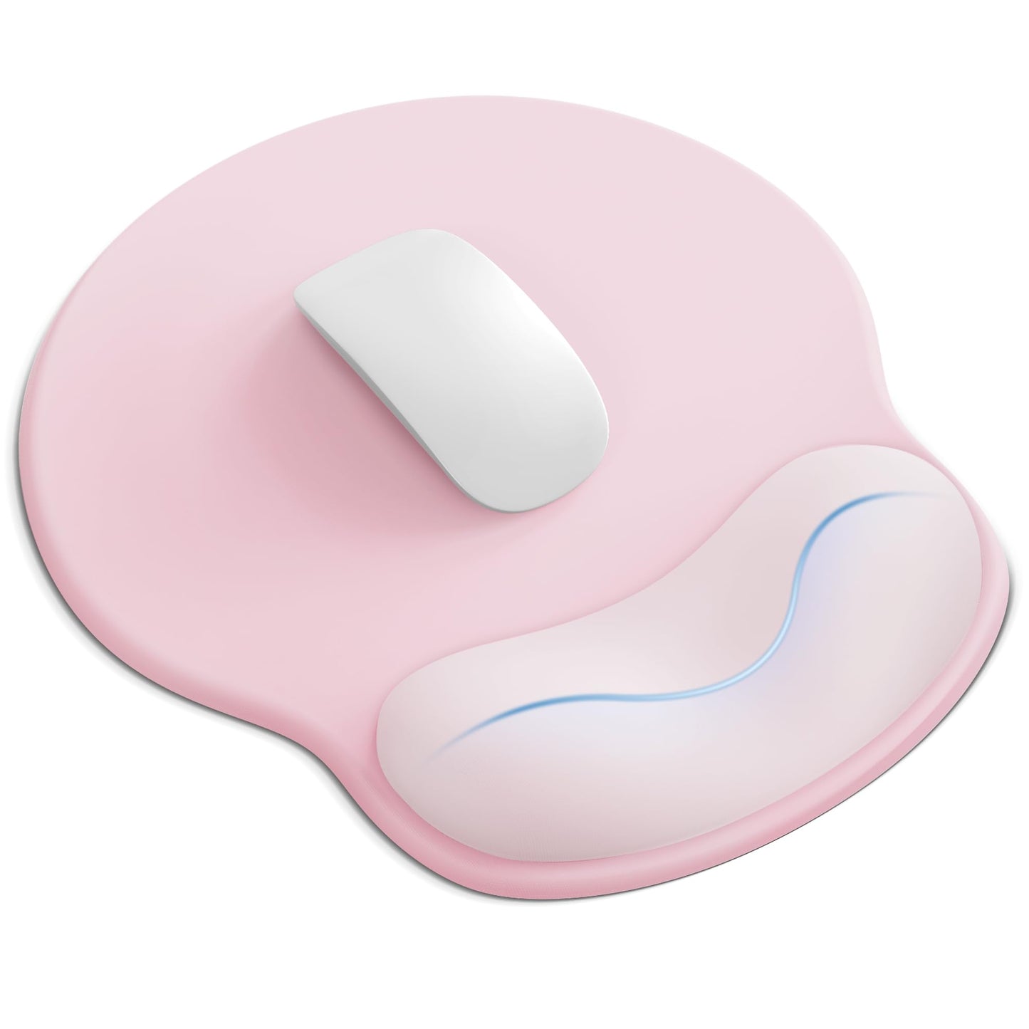 Mouse Pad with Wrist Rest for Desktop Large Ergonomic Mouse Mat(Light Pink) | 10.6''L x 9''W Size, Gel Wrist Support, Non-slip Base, Washable Surface, Laptop Mousepad