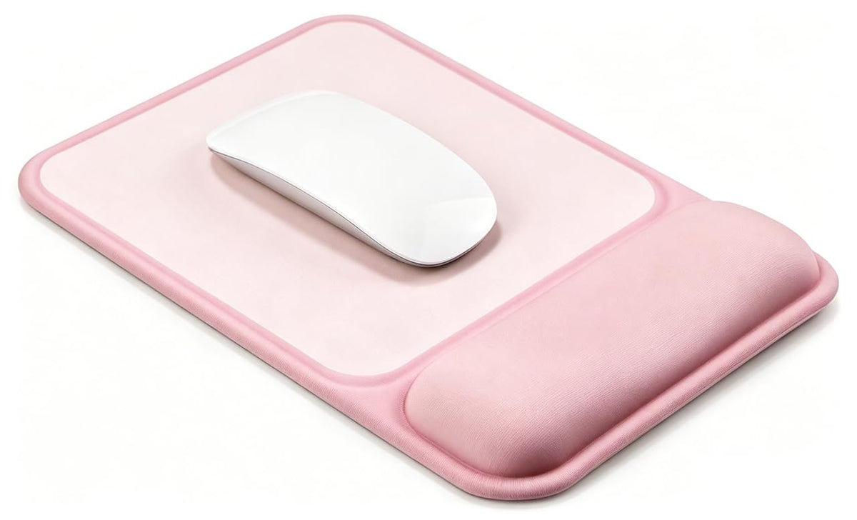 JIKIOU Ergonomic Mouse Pad with Gel Wrist Rest, 10 x 7.25 in, Black | 40% Larger Rectangular Design-No More Hitting Edges Mid-glide, Savior of Pain Relief, Smooth Lycra Surface, Non-Slip PU Base