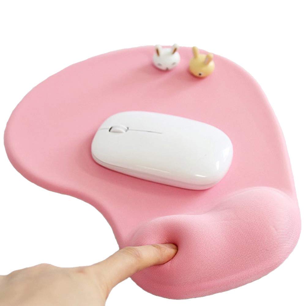 Office Mousepad with Gel Wrist Support - Ergonomic Gaming Desktop Mouse Pad Wrist Rest - Design Gamepad Mat Rubber Base for Laptop Computer -Silicone Non-Slip Special-Textured Surface (01Pink)