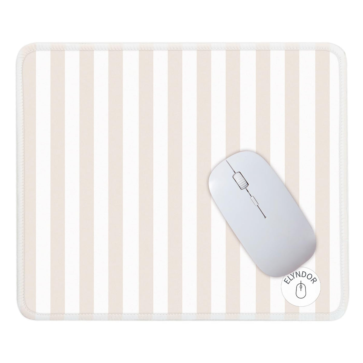 Mouse Pad for Desk with Stitched Edge, Premium Cute Washable Mouse Pads. Computer Mousepad with Non-Slip Rubber Base, Mousepads for Laptop, 9.25x7.75x0.12 inch (Pink Stripes)
