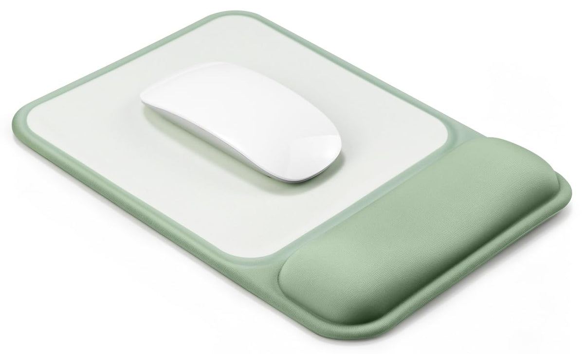 JIKIOU Ergonomic Mouse Pad with Gel Wrist Rest, 10 x 7.25 in, Black | 40% Larger Rectangular Design-No More Hitting Edges Mid-glide, Savior of Pain Relief, Smooth Lycra Surface, Non-Slip PU Base