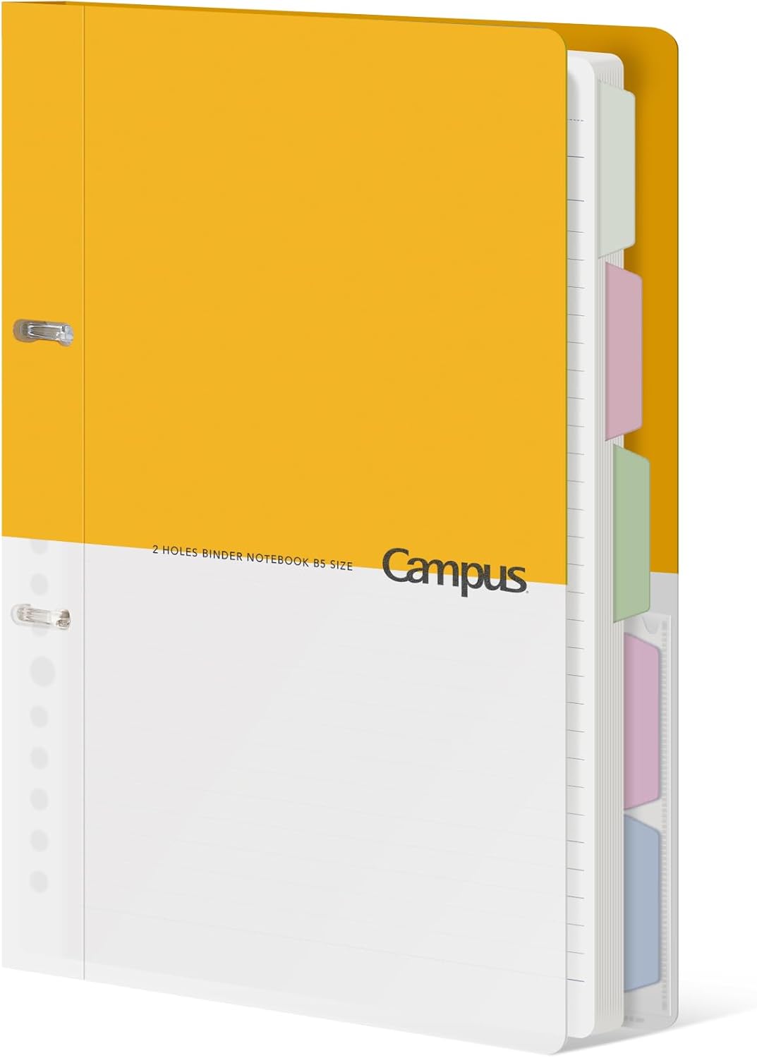 KOKUYO 5 Subject Spiral Notebook Journal, Campus 110 Sheets B5 Refillable Notebook with Dividers Tabs, 6mm Dot Lined Binder Notebook for Work School Note Taking. 9" x 10.5", Yellow
