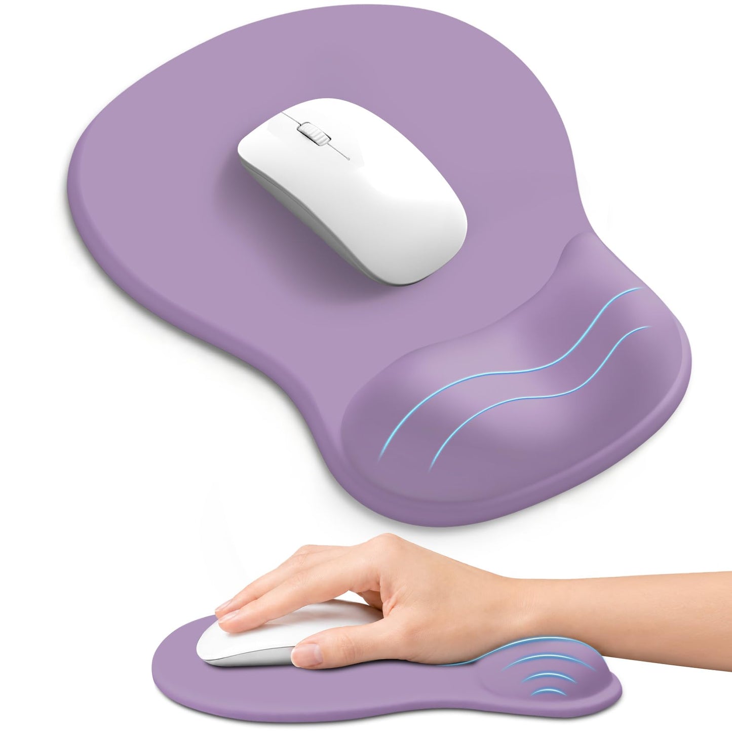Ergonomic Mouse Pad with Wrist Rest, Gel Wrist Support, Black | 10.2 x 7.6 in Mouse Pad with Smooth Fabric Surface and Non-Slip Rubber Base for Office, Home, Study, and Gaming