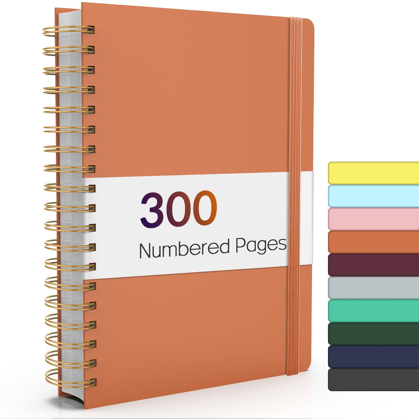 Forvencer Lined Spiral Journal Notebook with 300 Numbered Pages, B5 | College Ruled Thick Journals for Writing with 100GSM Paper, Hardcover Notebooks with Content for Work School Women Men