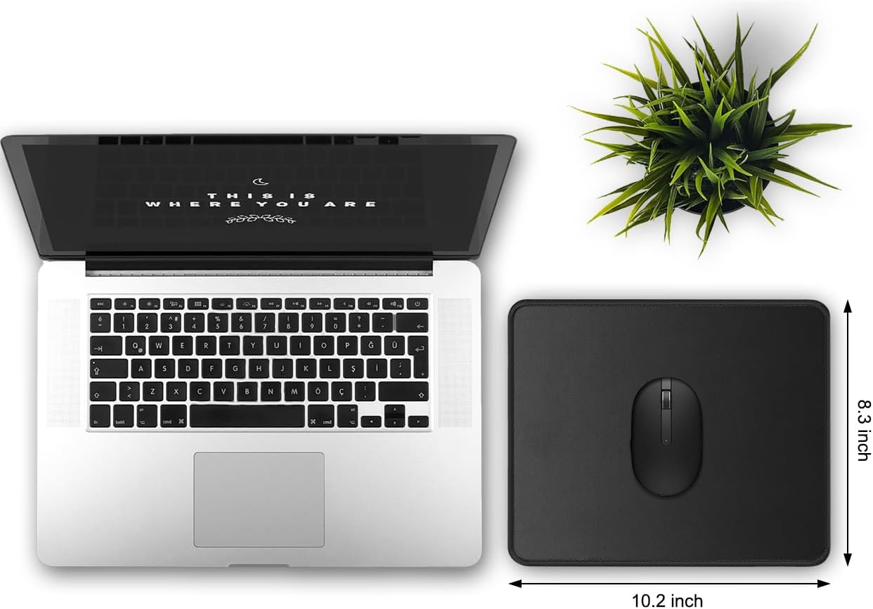 JIKIOU 3 Pack Mouse Pad with Stitched Edge, Perfect Size 10.2x8.3in Black | Anti-Fray, Comfortable Smooth Lycra Surface, Non-Slip Rubber Base, Machine Washable Fade-resistant, Compatible with All Mice