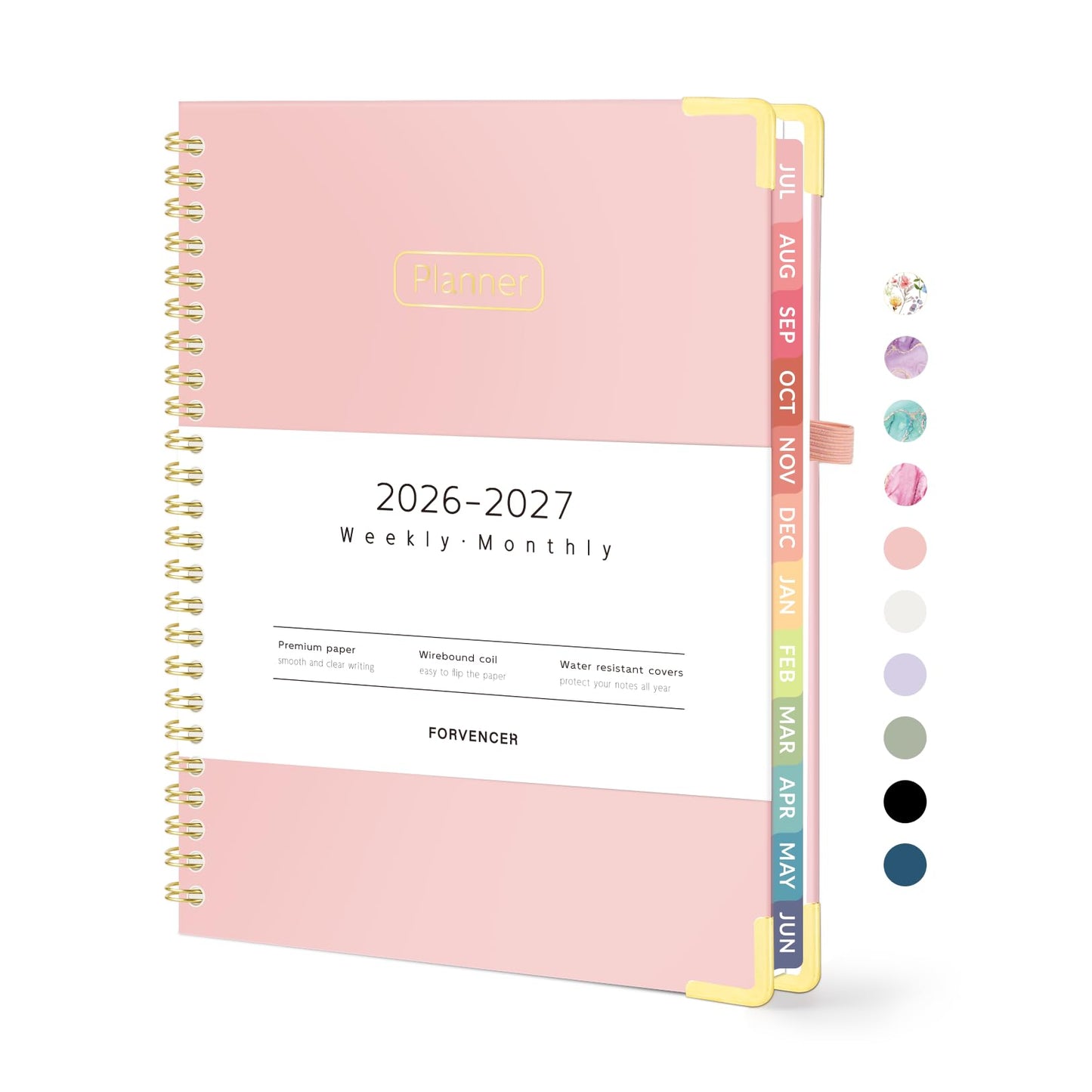 Forvencer Academic Planner 2026-2027, Calendar Jul 2026-Jun 2027, 8.5"x11" | Hardcover Weekly & Monthly Planner, Daily Agenda Book with Tabs, College School Organizer for Student Teacher, Pink