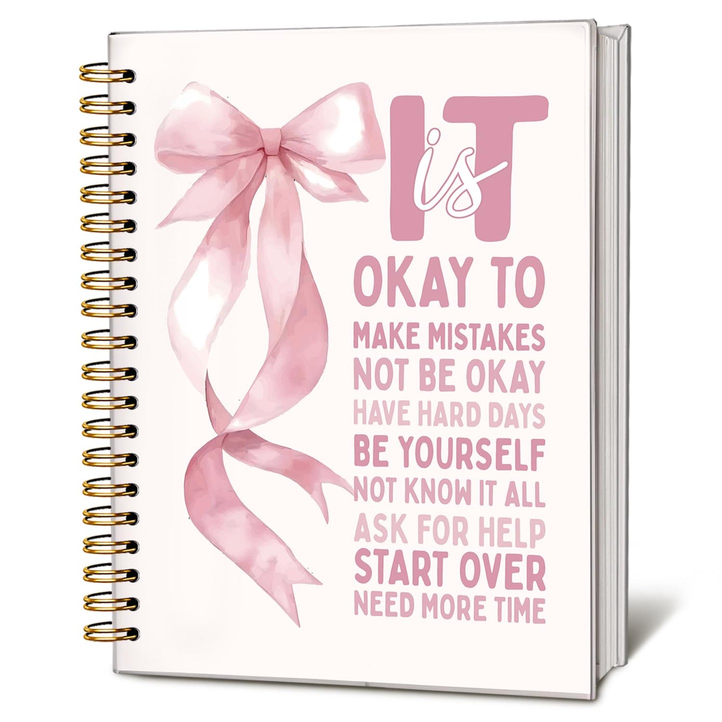 Cute Pink Bow Journal for Teen Girls & Women, Cute School Supplies - Cute Preppy Bow Stuff Birthday Gifts for Women Girls, Coquette Stuff Pink Bow Bible Hardcover Spiral Notebook 5.5x8.3