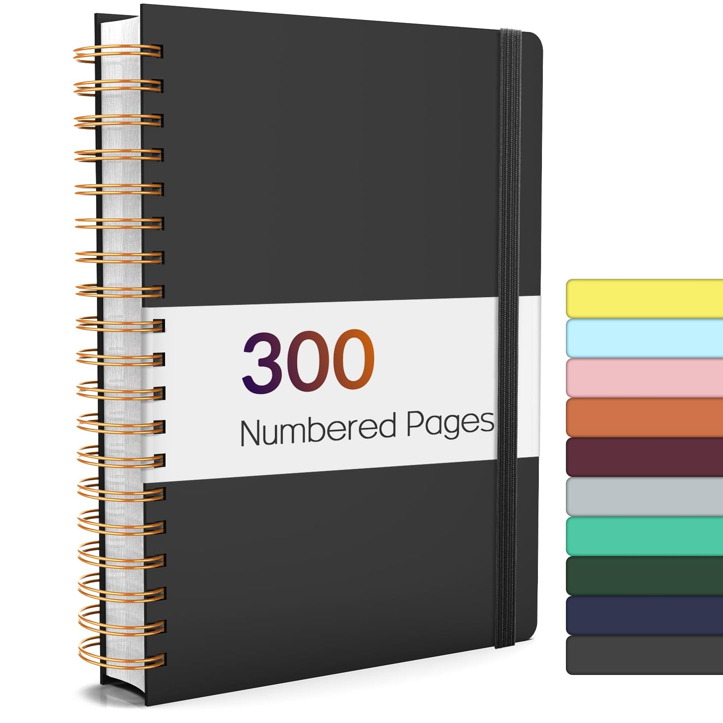 Forvencer Lined Spiral Journal Notebook with 300 Numbered Pages, B5 | College Ruled Thick Journals for Writing with 100GSM Paper, Hardcover Notebooks with Content for Work School Women Men