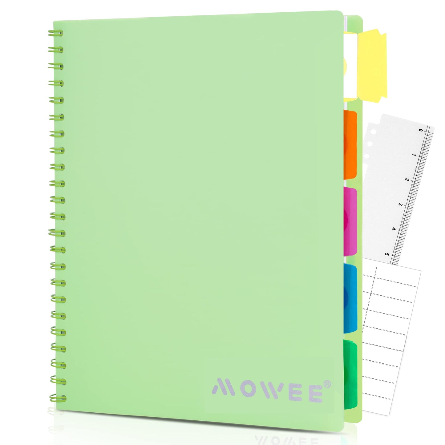 Spiral Notebook - 5 Subject Notebook, College Ruled Notebook With Dividers Pocket, Tabs Label, 11" Ruler, 200 Pages, for Writing Journal, Home & Office, School Supplies, 8.5''x11''Black | 200 Pages, 11" Ruler, 8.5"x11" Black, Pocket Dividers with Tab Labe