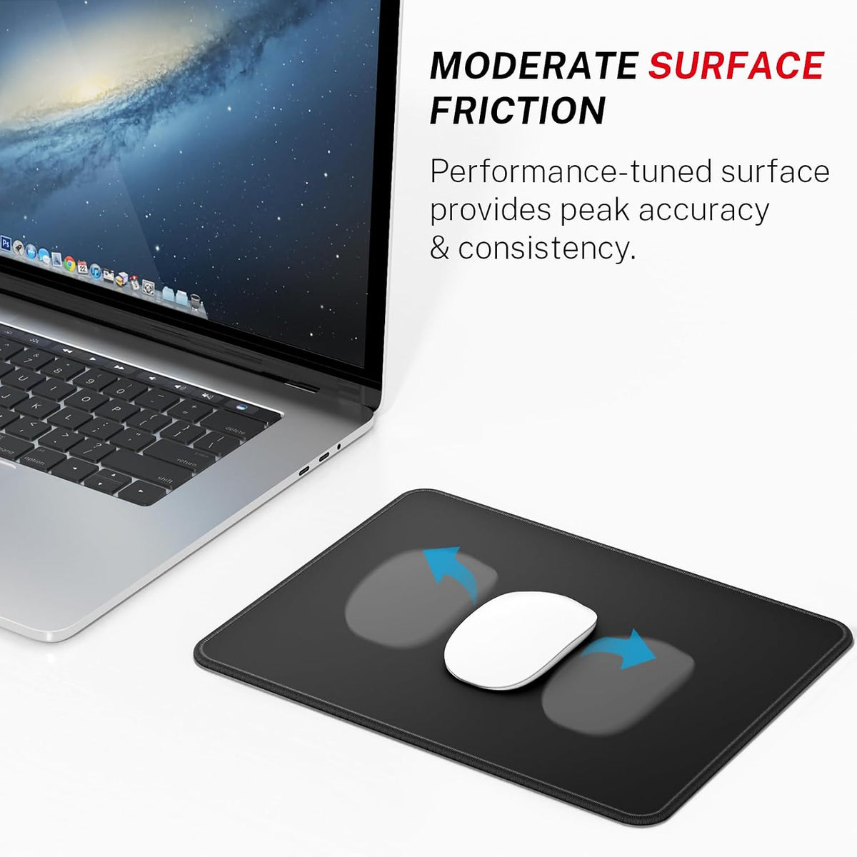 MROCO Essential Office & Gaming Mouse Pad, 30% Larger, 8.5” x 11” in, Black | Anti-Fray Stitched Edges, Premium Textured Surface, Non-Slip Rubber Base, Water and Stain Resistant Protection