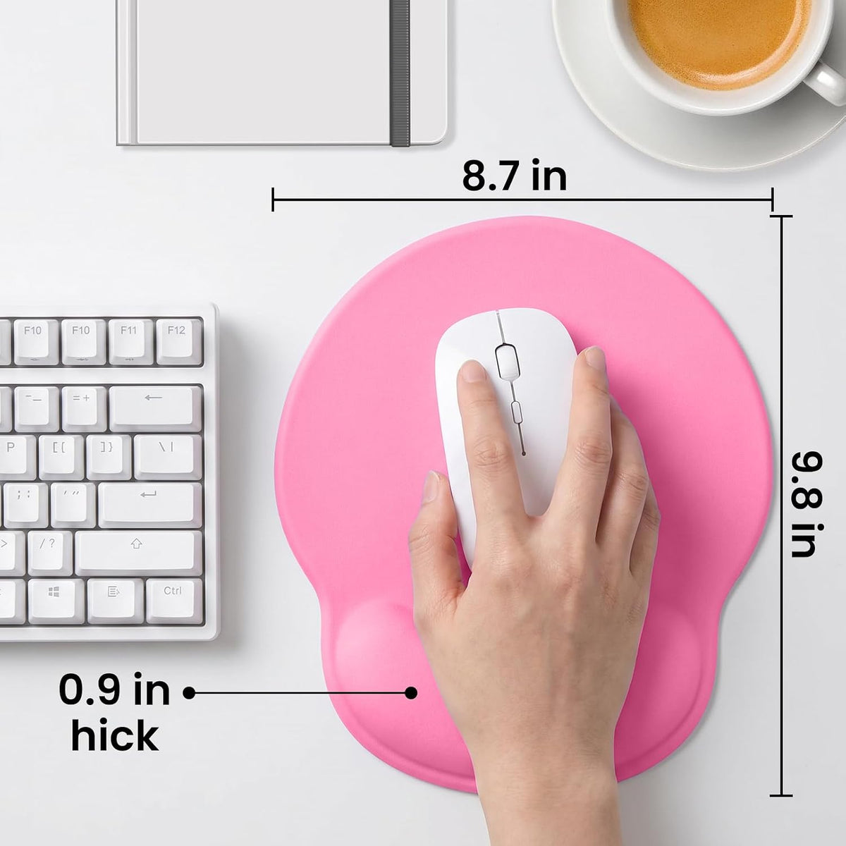 Pink Mouse pad with Wrist Rest,Relieving Pain Memory Foam Computer pad, Ergonomic Desktop Mouse, Silicone Material Mouse pad, with Non-Slip PU Base (Pink)