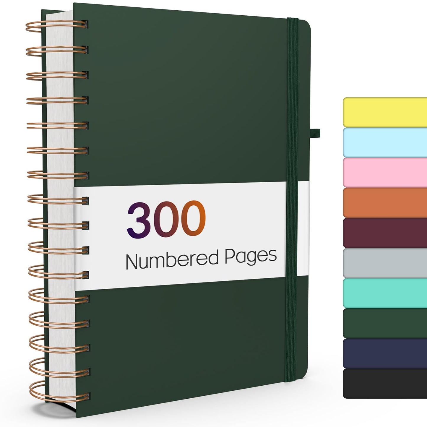 Forvencer Lined Spiral Journal Notebook with 300 Numbered Pages, B5 | College Ruled Thick Journals for Writing with 100GSM Paper, Hardcover Notebooks with Content for Work School Women Men