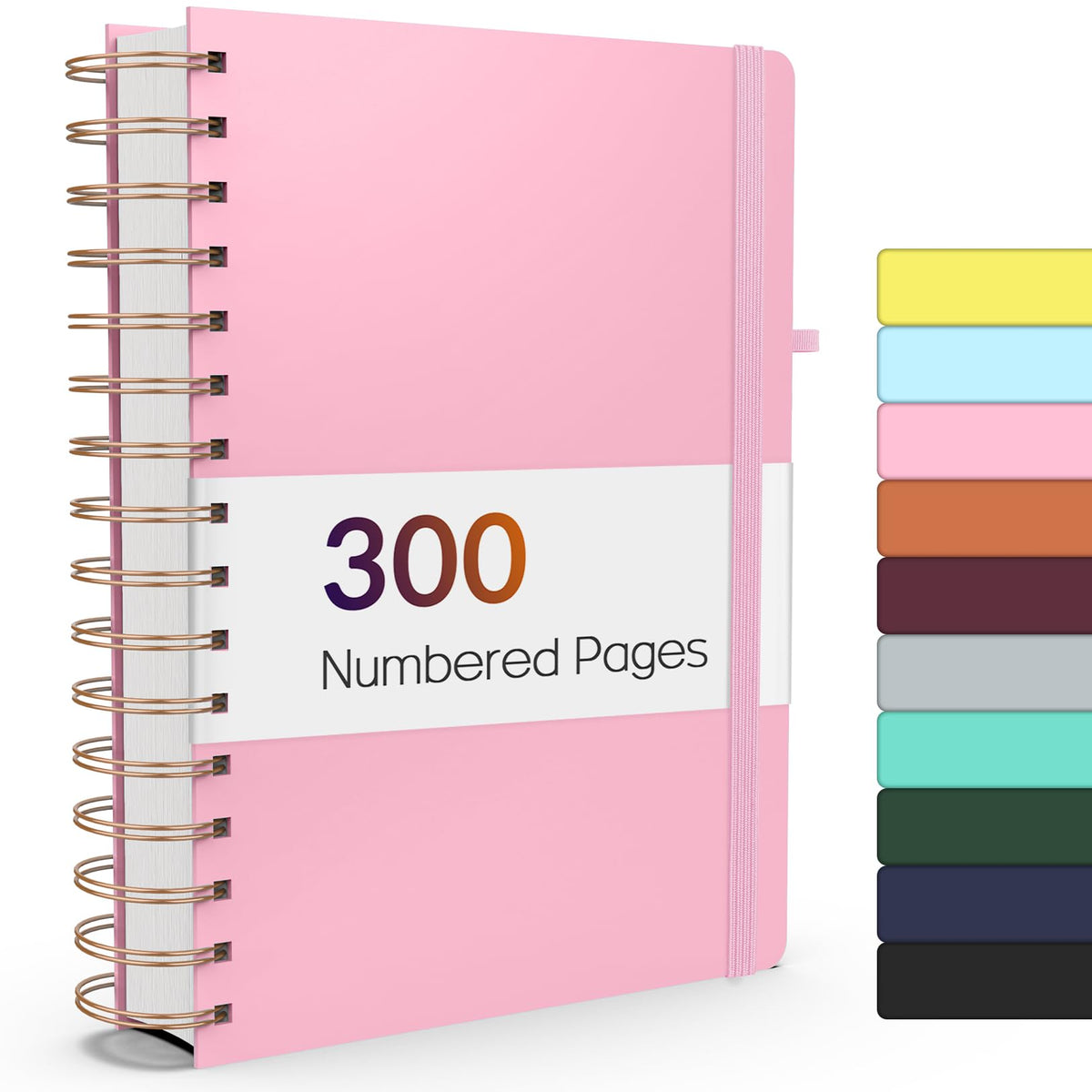 Forvencer Lined Spiral Journal Notebook with 300 Numbered Pages, B5 | College Ruled Thick Journals for Writing with 100GSM Paper, Hardcover Notebooks with Content for Work School Women Men