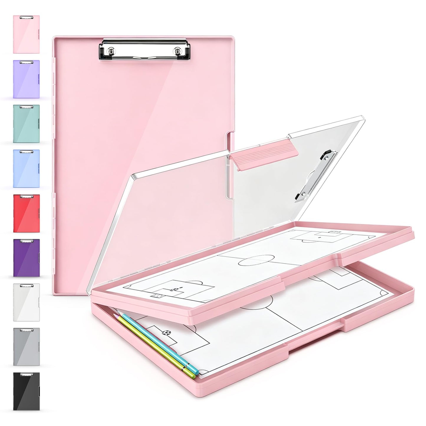 Sooez Nursing Clipboard with Storage, Clear Top Clip Boards 8.5x11, Purple | Heavy Duty Plastic, Dry Erase, High Capacity, Nurse Essentials, Dental Assistant, Teacher & College School Office Supplies