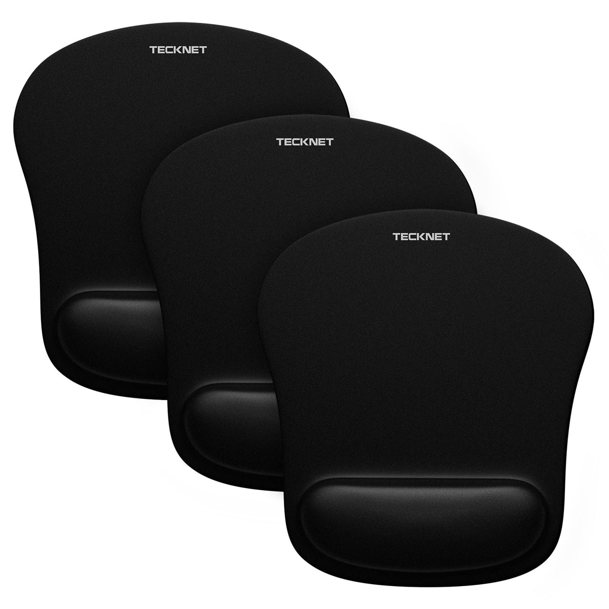TECKNET Ergonomic Mouse Pad with Wrist Support Black | Soft Memory Foam, Fast Rebound, Pain Relief，Waterproof Surface, Non-slip Base