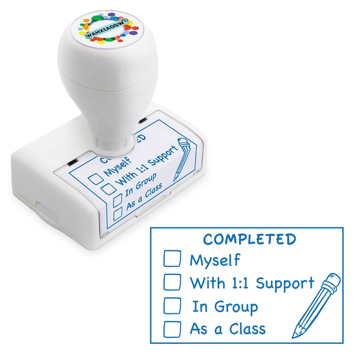 Happy Teaching Checkbox Grading Stamps - Teacher Gifts, Easy Grading, Improved Efficiency (Red+Purple)