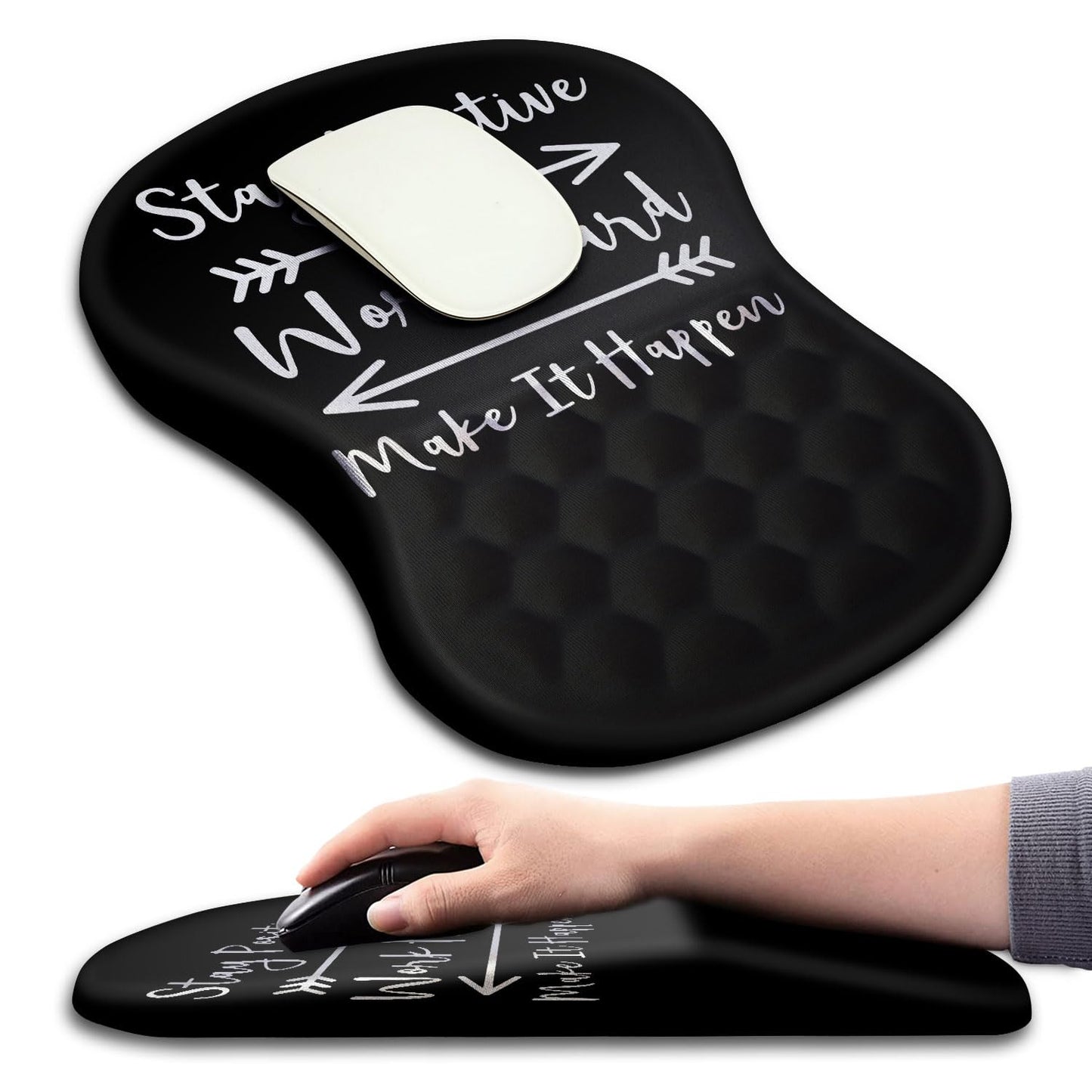 Mouse Pad Wrist Support, Ergonomic Mouse Pad with Massage Dot, Comfortable Computer Mouse Pad for Laptop, Wrist Rest Pain Relief Mousepad with Non-Slip PU Base for Office & Home, 12 x 8 in
