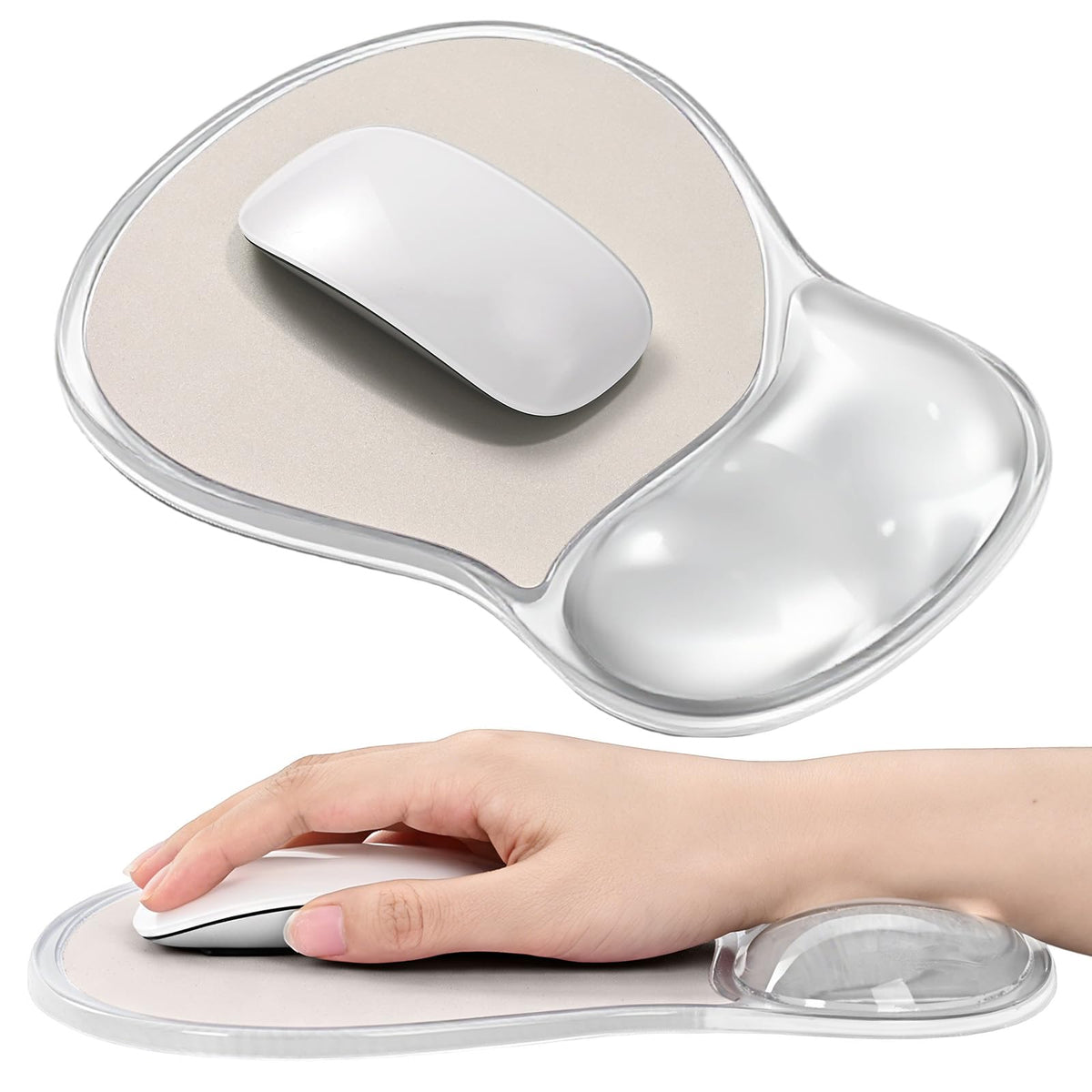 EooCoo Mouse Pad with Gel Wrist Rest, Ergonomic Mousepad Wrist Alignment | Middle Concave Design for Natural Wrist Alignment, Non-Slip Base Mousepad, Carpal Tunnel Relief, Office Desk Accessories