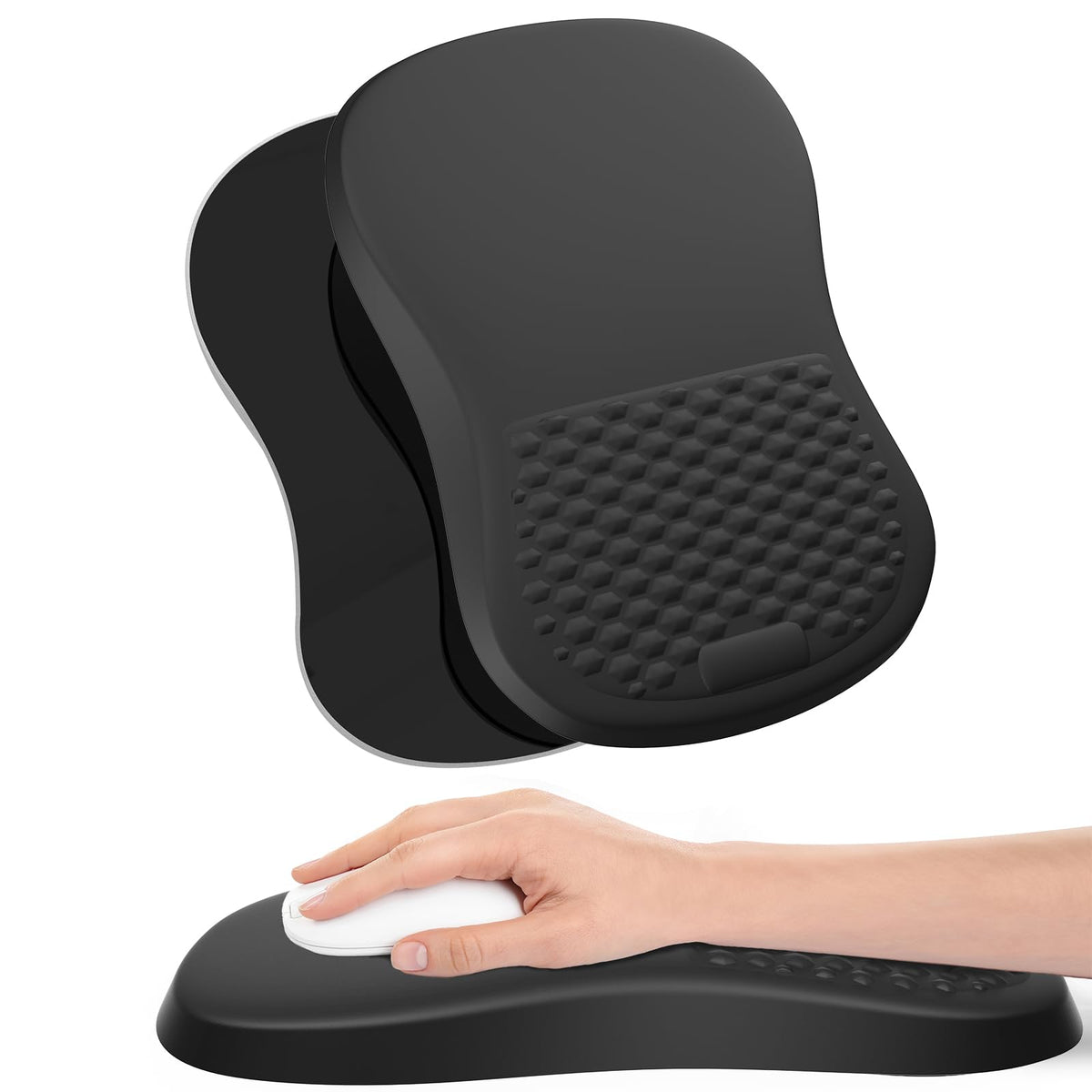 Mouse Pad with Wrist Rest, Comfortable Computer Mousepad with Gel Wrist Support Smooth Surface and Non-Slip PU Base for Pain Relief, Laptop, Office & Home (Rose)